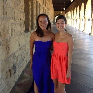 strapless Parker orangey pink summer dress